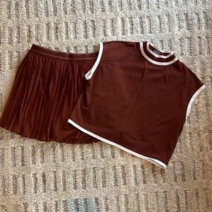 Calia SET — Mock Neck and Mesh Skirt, Rust Color Sz Med— EUC